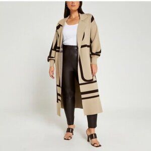 River Island Plus‎ Womens Print Longline Cardigan Size 18-20 Long Cuffed Sleeves